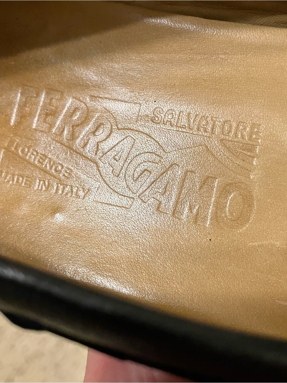 Salvatore Ferragamo GANCINI Loafers TEXTURED LEATHER Black -Sz 7 D Made in Italy - Picture 11 of 16